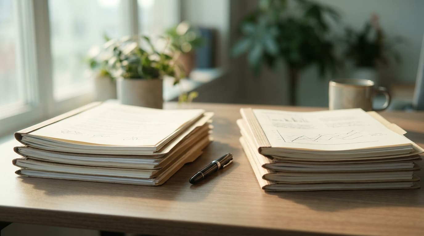 A quote document and an invoice document side by side on a desk