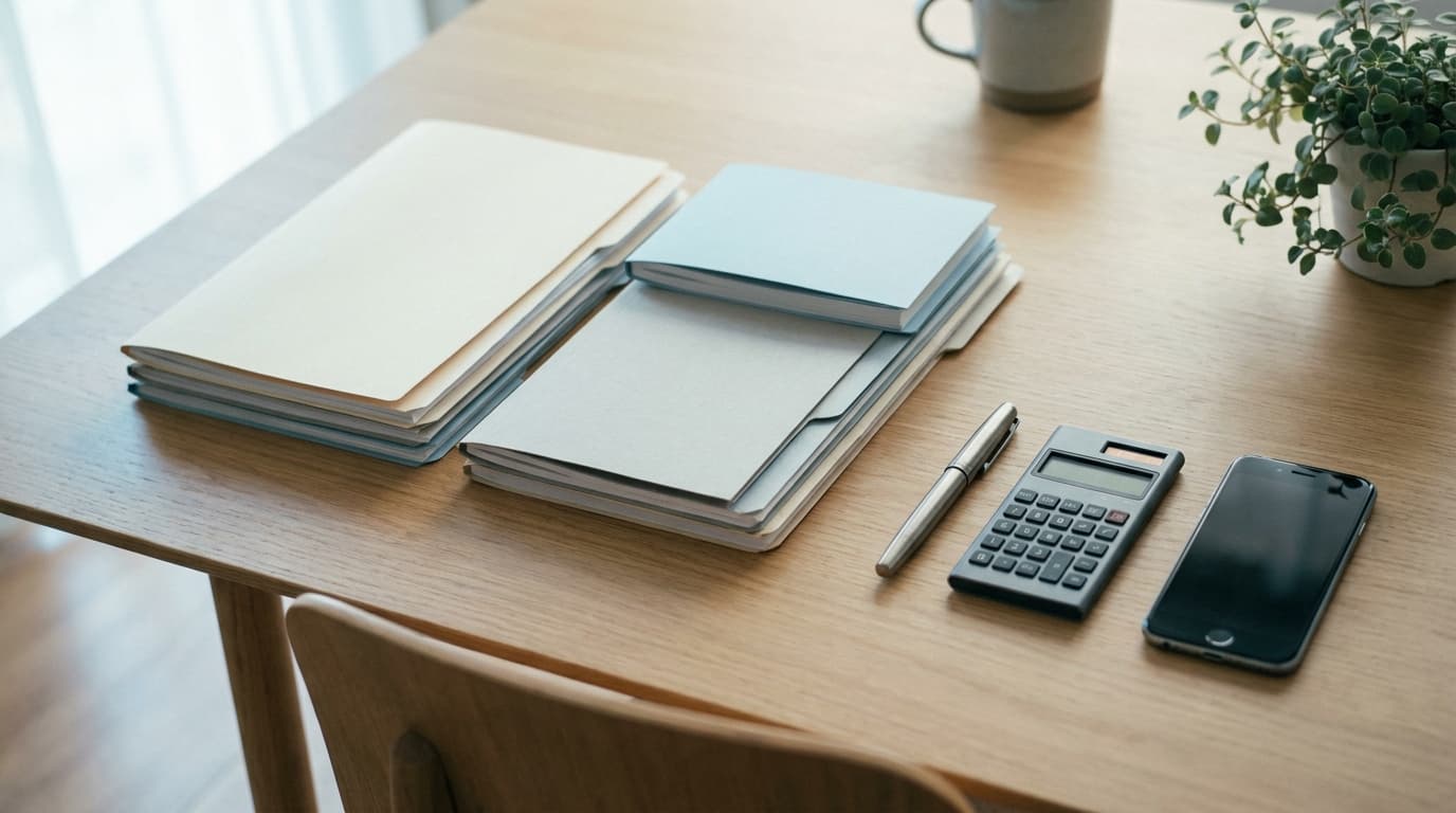 Three business documents — a quote, an estimate and a proposal — side by side on a desk